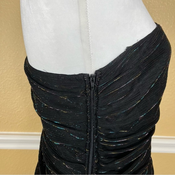 VTG 80s Dress Size 9/10 One Sleeve Black Blue Shimmer Whimsigoth Grunge Party - Picture 11 of 15